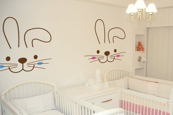 adesivo-parede-decoração-quarto-bebe-coelhinhos-gêmeos